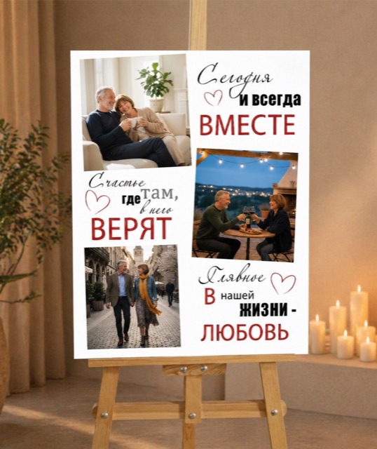 Коллаж - портрет на холсте